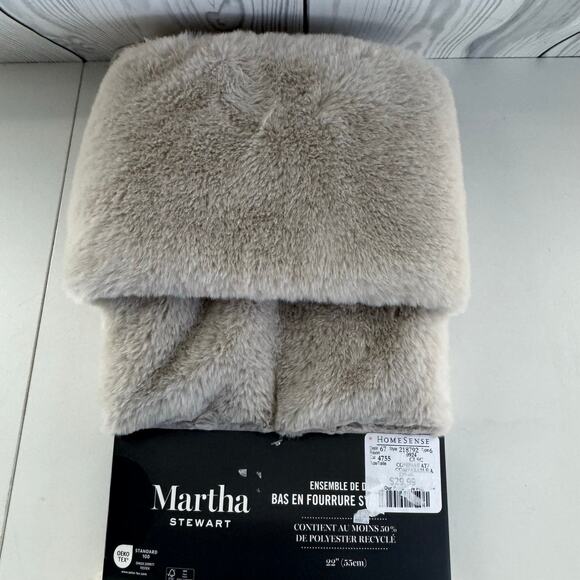 HTF Martha Stewart Home Faux Fur Stocking Set of 2 Tan/Beige 22" Christmas - Picture 7 of 7